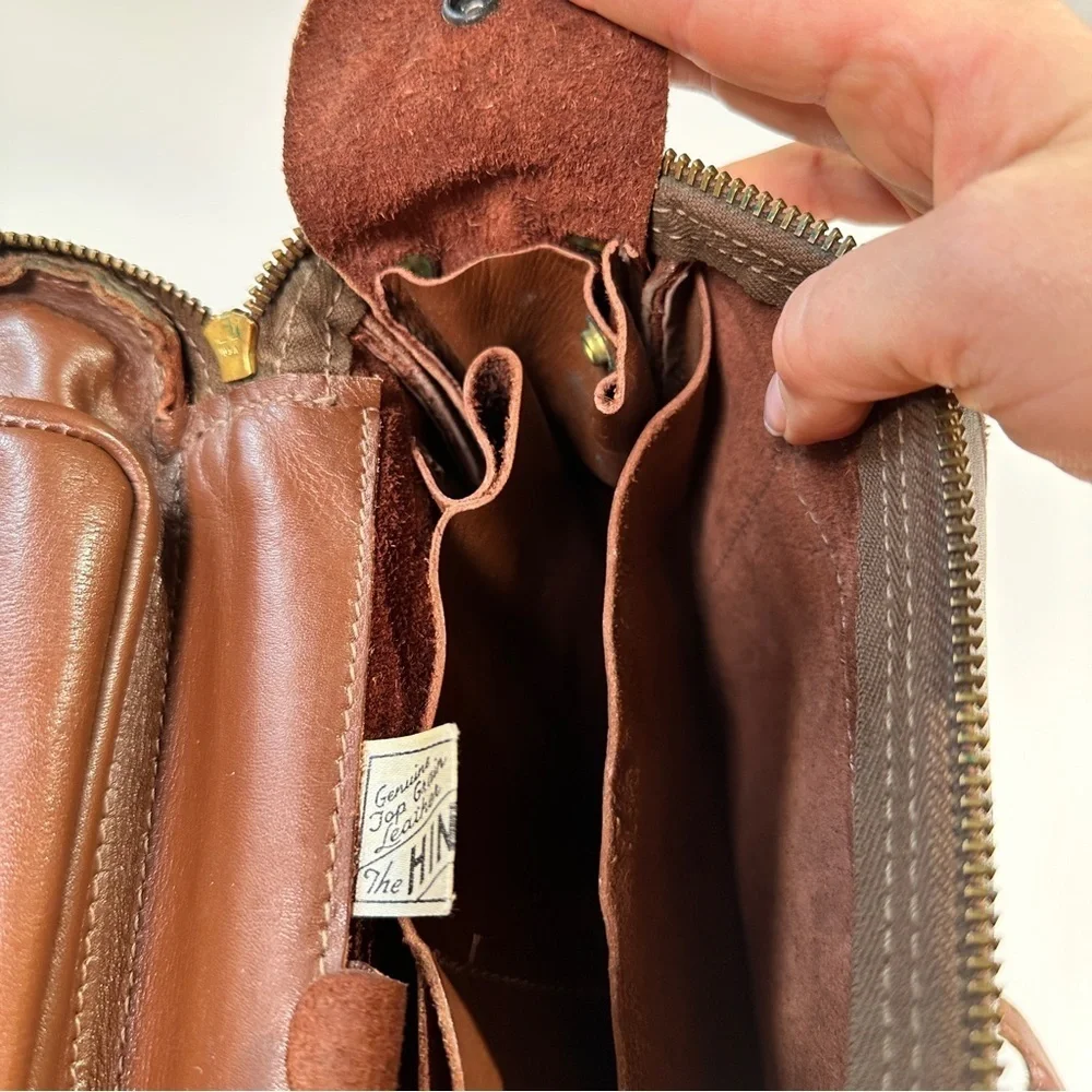 Hinson vintage leather crossbody bag top grain brass hardware